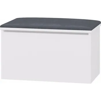 Dětsný nábytek Truhla na hračky s podsedákem - Medvídek - Bílá - podsedák Šedá