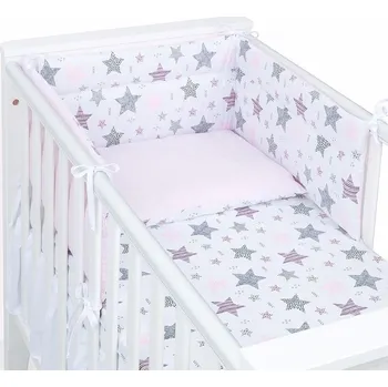 Bavlněné oboustranné povlečení 90x120 cm Hvězdy 2 - Světle růžová