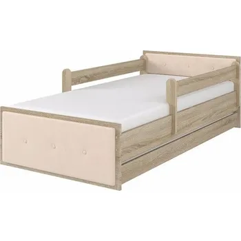 Dětská postel Dětská postel Max XL Čalouněná 180x90 cm - Dub Sonoma - Bez zábran a bez šuplíku - čalounění Béžová