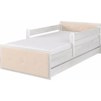 Dětská postel Dětská postel Max XL Čalouněná 180x90 cm - Norská borovice - Bez zábran a bez šuplíku - čalounění Béžová