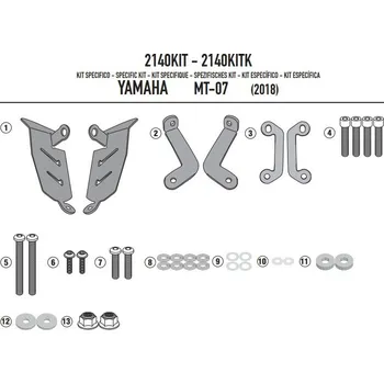 Motodoplněk GIVI 2140KIT sada pro samostatnou montáž nosiče TE 2140 bez Monoracku 2140FZ pro Yamaha MT-07 (18-24)