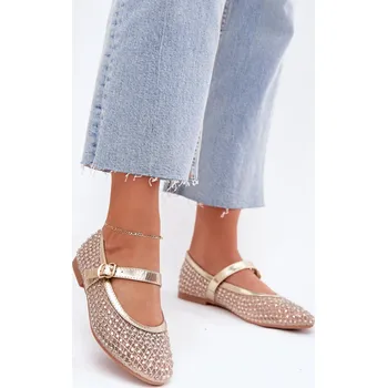 Dámské baleríny Boto Zdobené Dámské Baletky S Pásem A Sponou Zlaté Avirae Boto žlutá 3350262