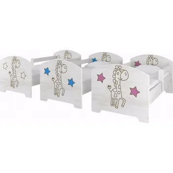 Dětská postel Dětská postel Žirafa 160x80 cm BÍLÁ - RŮŽOVÁ - 2x krátká zábrana bez šuplíku