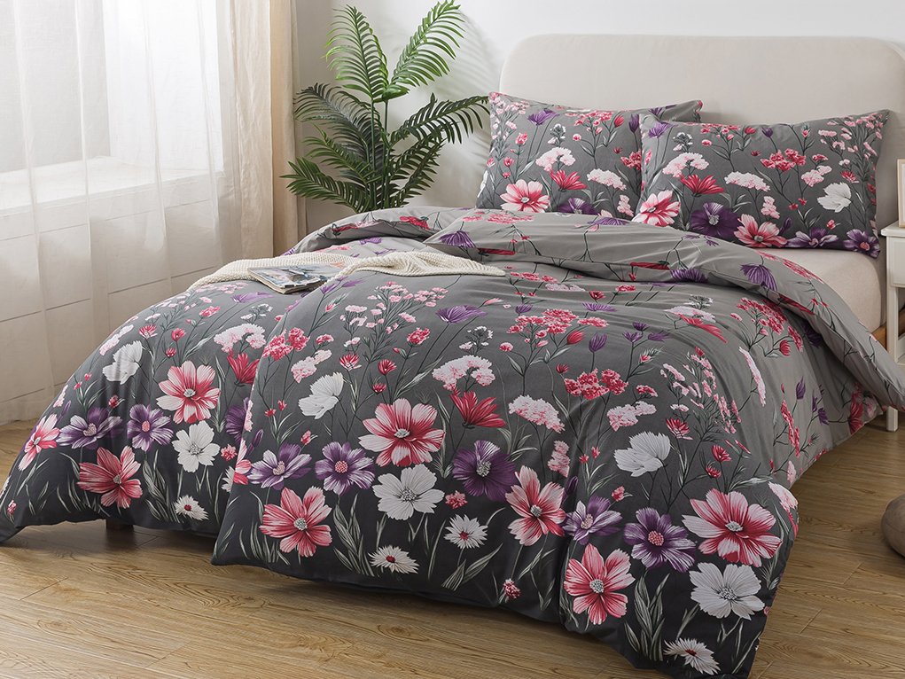 XPOSE® Bavlněné Renforcé povlečení FLORA 140x200 cm, 70x90 cm, Bavlna RENFORCÉ + Prodloužená možnost vrácení zboží do 50 dnů