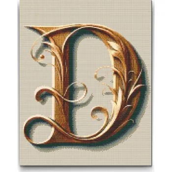 Diamantové malování Diamantové malování - Písmeno D Velikost: 30x40cm, Rámování: Pouze srolované plátno, Diamanty: Kulaté