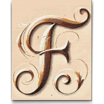 Diamantové malování Diamantové malování - Písmeno F Velikost: 30x40cm, Rámování: Pouze srolované plátno, Diamanty: Kulaté