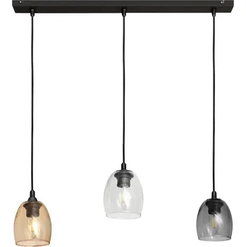 Lustr na lanku BRILLANT 3xE27/15W/230V béžová/čirá/šedá