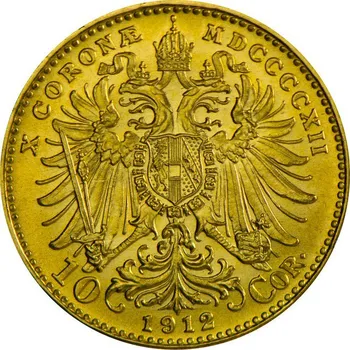 Zlatá mince 10 Korun Františka Josefa I. 1912 Novoražba