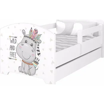 Dětská postel Dětská postel Oskar Hrošík 180x80 cm - Bílá - 1x krátká + 1x dlouhá zábrana bez šuplíku