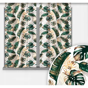 Závěs ZÁVĚSY HOTOVÉ 2 KS SADA ZÁCLON DO KUCHYNĚ 70X160 TUNEL ZÁVĚS VZOR 050