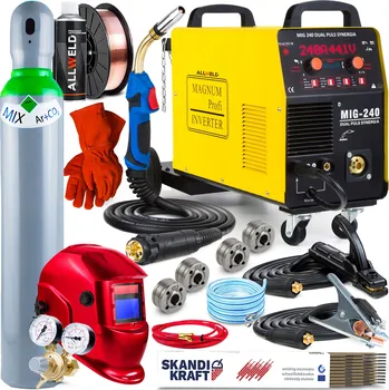 Svářečka INVERTOROVÁ SVÁŘEČKA MAGNUM MIG 240 DUAL PULS MMA TIG HLINÍK 240A 3V1