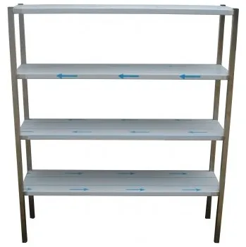 Dílenský regál PMN - Výroba nerezového zařízení s.r.o. Nerezový regál 4x plná police 2000 x 400 x 1800 mm