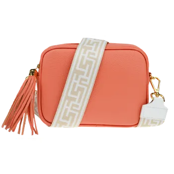 NovaKabelka.cz Kožená italská crossbody kabelka Bala Salmone s přídavným popruhem II