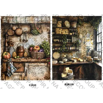 Umělecký papír Rýžový a soft papír na decoupage - Vintage obrazy - KB03825 Materiál: Soft, Rozměr: A4