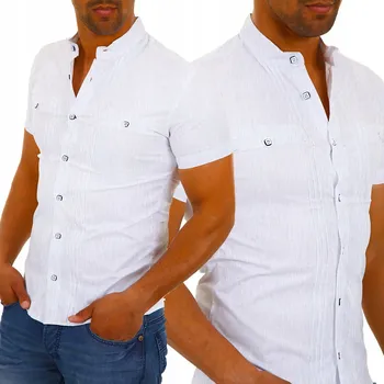 Pánská košile MONDOMEN pánská košile casual s krátkým rukávem slim střih bavlna velikost XXL