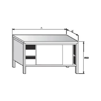 PMN - Výroba nerezového zařízení s.r.o. Nerezová stolová nástavba skříňová - posuvná dvířka 1100 x 300 x 650 mm