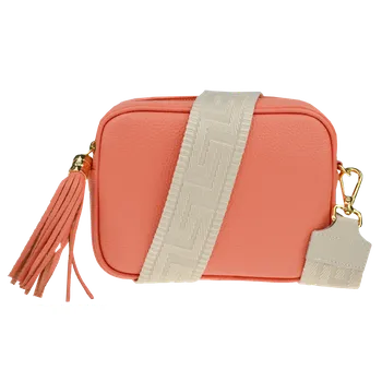 NovaKabelka.cz Kožená italská crossbody kabelka Bala Salmone s přídavným popruhem VI