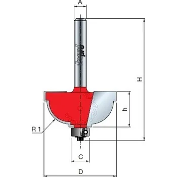 Fréza Stopková fréza rádiusová vypouklá FREUD 30-30408 D=28,6 R=4,8 A= 8 s ložiskem