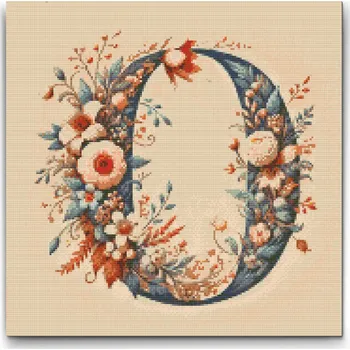 Diamantové malování Diamantové malování - Písmeno O - Květinový vzor Velikost: 50x50cm, Rámování: Pouze srolované plátno, Diamanty: Kulaté