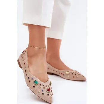 Dámské baleríny Boto Dámské Baletky Ozdobené Krystaly Béžové Valena Boto krémová | vícebarevná 3350249