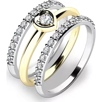 Prsten Zásnubní prsten zlato mix 585/1000 zirkon set zásnubních 10849-SET02-ZB velikost 56