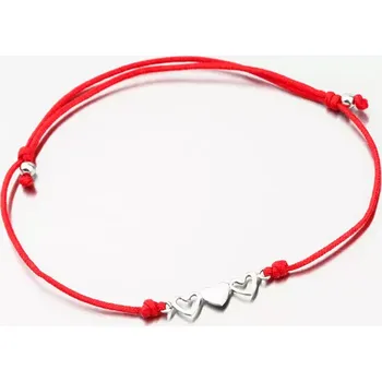 Náramek Náramek stříbro 925 provázkový se srdíčky BST-14711-R délka 25 cm