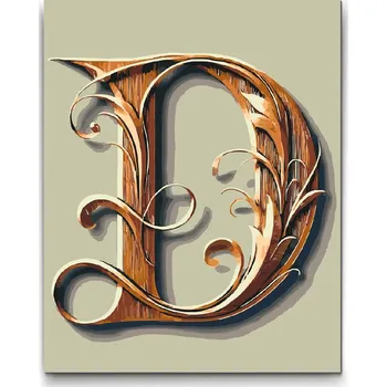 Malování podle čísel - Písmeno D Velikost: 30x40cm, Rámování: Pouze srolované plátno