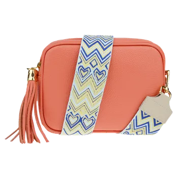 NovaKabelka.cz Kožená italská crossbody kabelka Bala Salmone s přídavným popruhem III