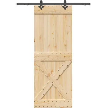 Vchodové dveře OMAXI Posuvné dveře s kováním 85 x 210 cm masivní borové dřevo 838933