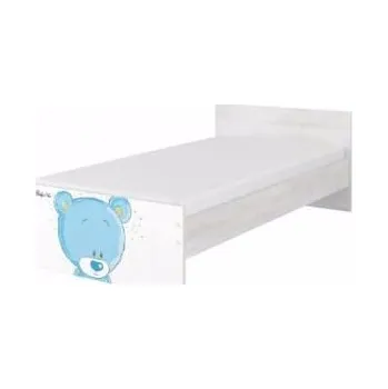 Dětská postel Dětská postel Max Modrý Medvídek 160x80 cm - BÍLÁ - 1x krátká + 1x dlouhá zábrana bez šuplíku