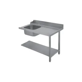 Jídelní stůl RM GASTRO Stůl vstupní 160 x 75 x 85 cm levý s dřezem 40 x 50 x 25 cm- CTS 160 IDL