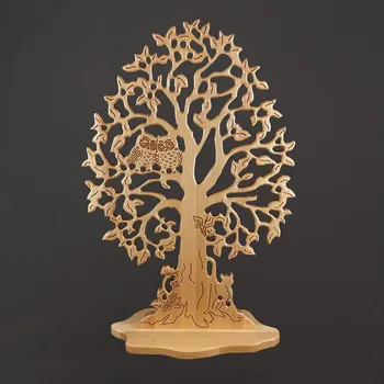 AMADEA Dekorace strom na podstavci sovy a kočka, 100 x 70 cm, český výrobek