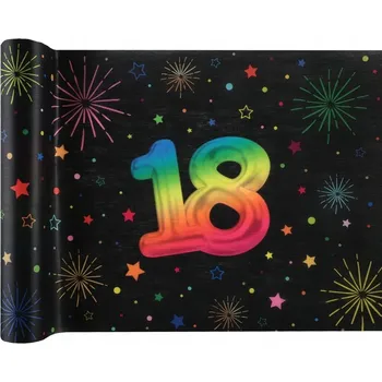 Obraz NETKANÝ UBROUS FIESTA 18. NAROZENINY ČERNÝ 30 X 300 CM BAREVNÝ POTISK