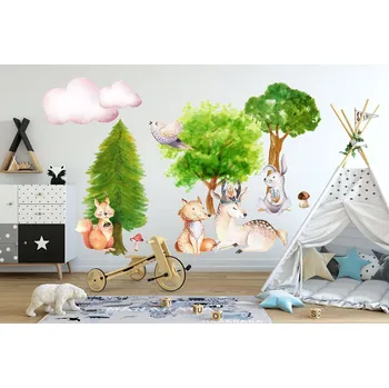 Samolepící dekorace Samolepka na zeď Lesní zvířátka - M