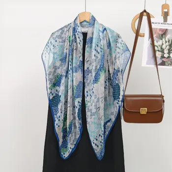 Šátek Hedvábný šifon Modrotisk 110x110 cm v dárkovém balení, HEDVÁBNÝ SVĚT