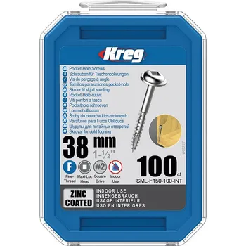 Šroub Kreg Zinc Maxi-Loc Šrouby pro skryté spoje 38 mm jemný závit 100 ks