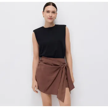 Reserved - Sukňošortky z lyocellu - hnědá - 177GU-88X - 177GU-88X-L