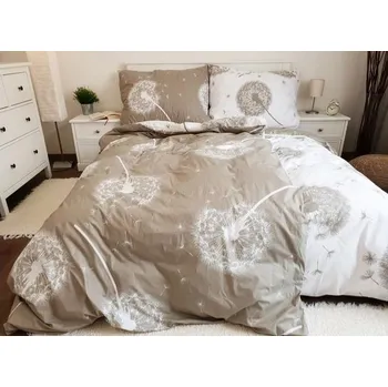 Povlečení PRODLOUŽENÉ OBOUSTRANNÉ BAVLNĚNÉ POVLEČENÍ 70x90/140x220cm - PAMPELIŠKY BÉŽOVÉ