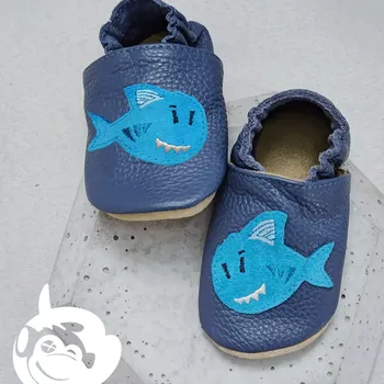 Capáčky Celokožené capáčky Funky monkey Soft světle modré žralok 22-23