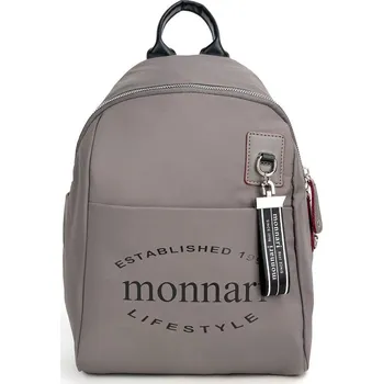 Městský batoh ŠEDÝ POLYESTEROVÝ BATOH DÁMSKÝ MONNARI NA ZIP