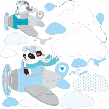 Samolepící dekorace Medvídci v letadlech - M