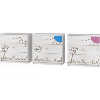 Dětsný nábytek Komoda Louka BÍLÁ - Růžová