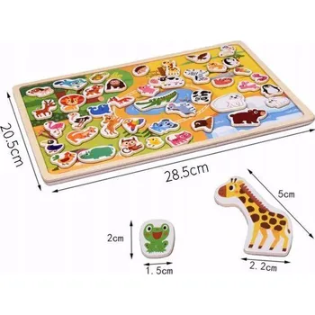 Dřevěná hračka Magnetická tabule Zvířátka