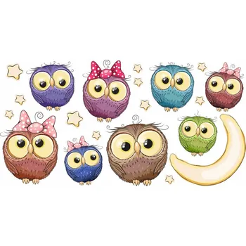 Samolepící dekorace Sada sovičky a měsíček samolepka na zeď - S