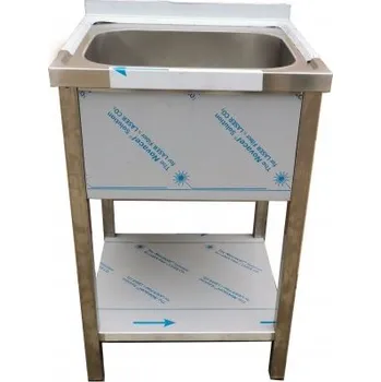 Nerezový dřez PMN - Výroba nerezového zařízení s.r.o. Nerezový dřez s policí 600 x 700 x 900 mm (dřez 500 x 500 x 300 mm) + ZDARMA SIFON