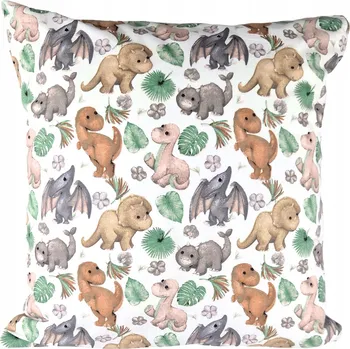 Polštář Povlak dinosauři béžovo-hnědý 40x40 dětský do školky polštář