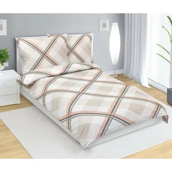 Povlečení Bellatex Saténové povlečení Kostka béžová, 140 x 200 cm, 70 x 90 cm