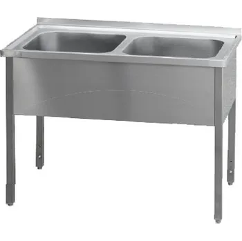 Nerezový dřez PMN - Výroba nerezového zařízení s.r.o. Nerezový dvoudřez lisovaný 1400 x 700 x 900 mm (dřez 2x 500 x 500 x 300 mm) + ZDARMA sifon dvoudřezový