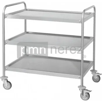 Servírovací stolek PMN - Výroba nerezového zařízení s.r.o. Servírovací vozík se třemi policemi 900 x 600 x 850/940 mm