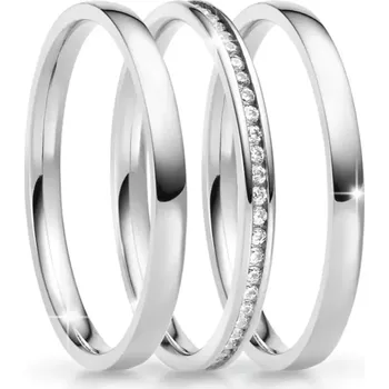 Prsten Snubní prsteny ocel zirkon skládané SP-NS-01-04-01